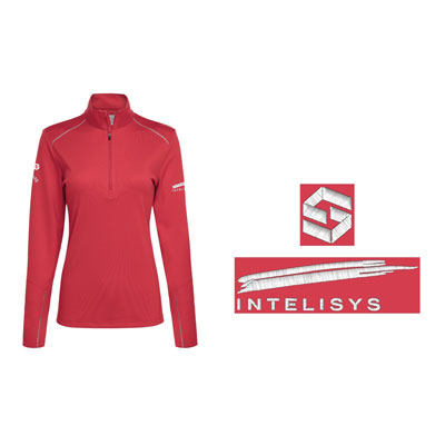 Picture of Callaway Ladies' Water-Repellent 1/4-Zip Pullover Shirt - Salsa Red